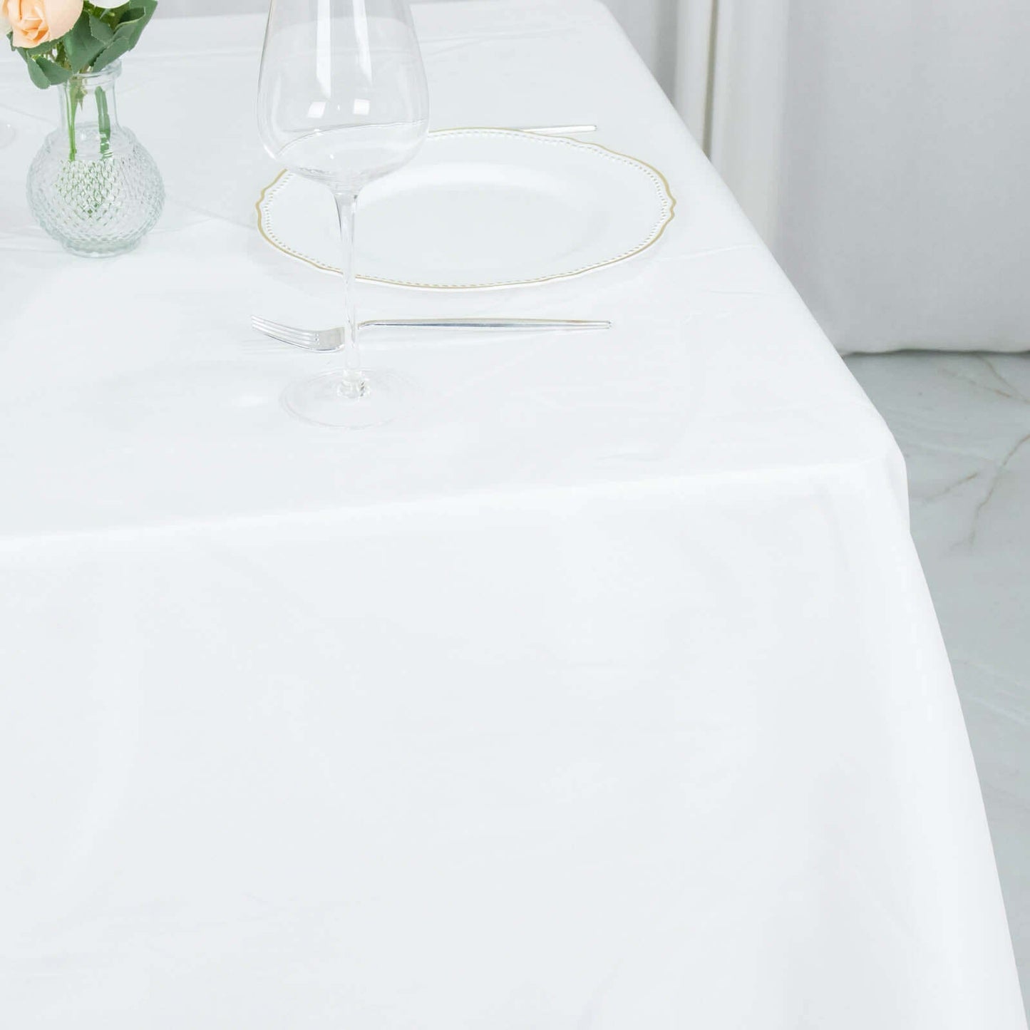 70"x70" White Premium Polyester Square Tablecloth - 220GSM