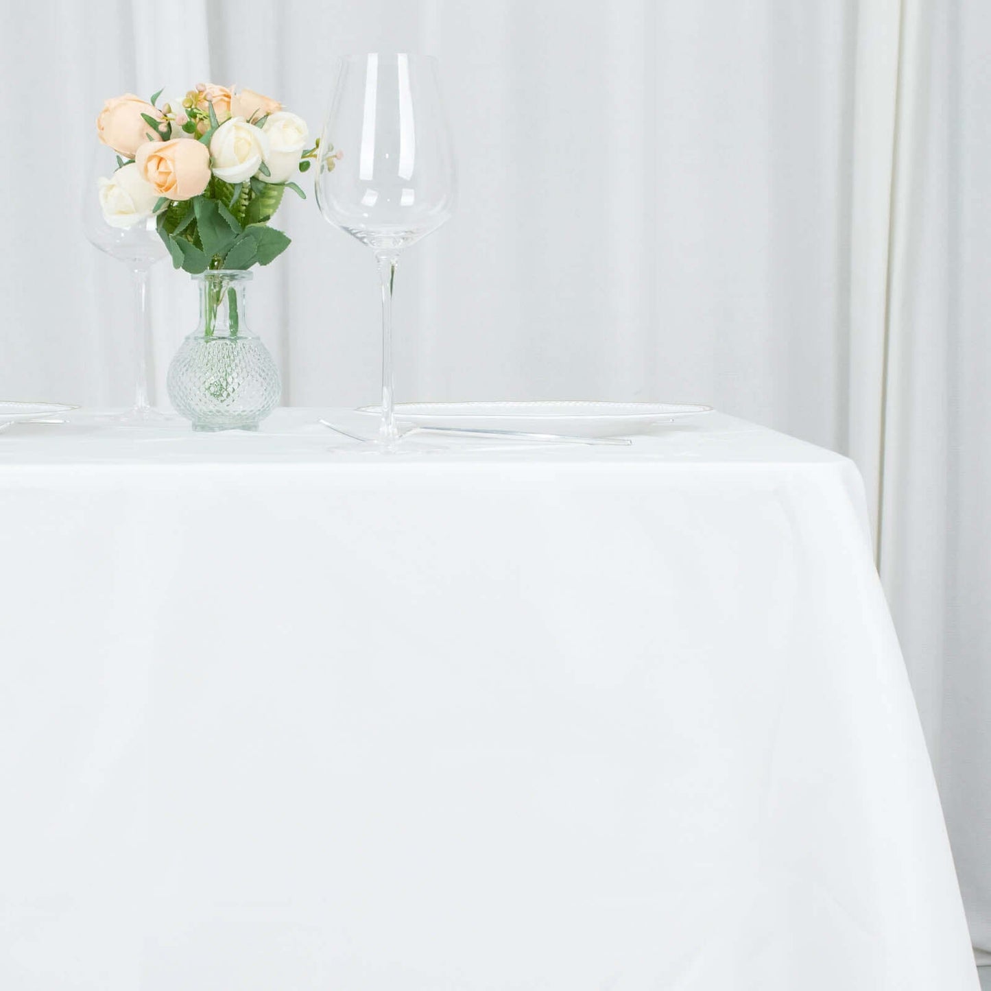 70"x70" White Premium Polyester Square Tablecloth - 220GSM