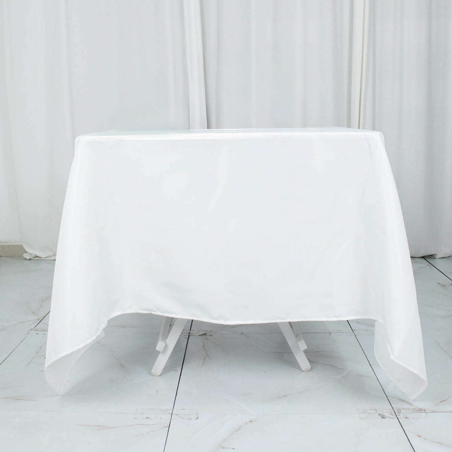 70"x70" White Premium Polyester Square Tablecloth - 220GSM