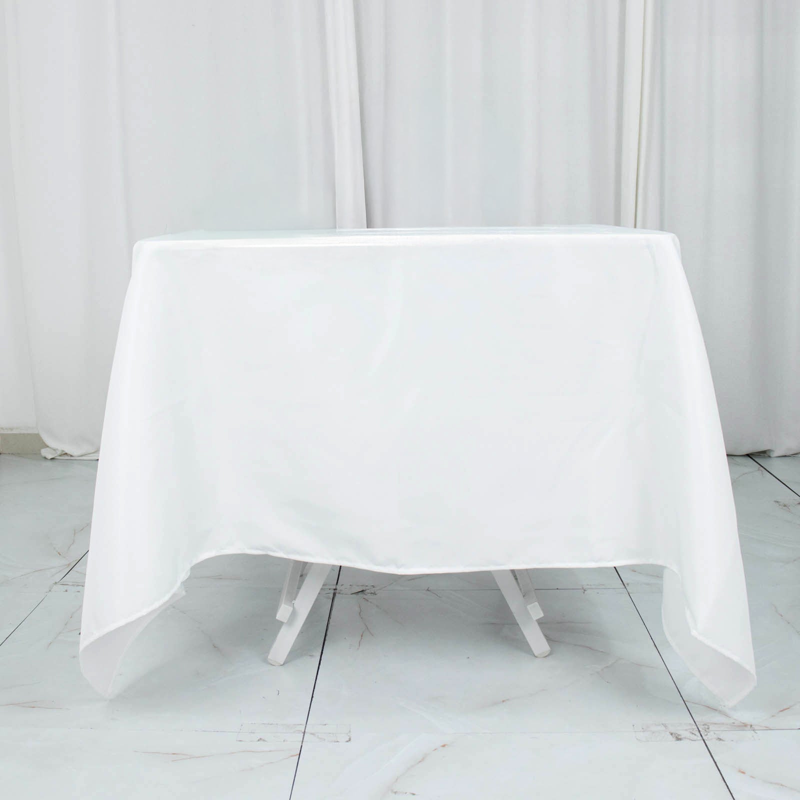 70"x70" White Premium Polyester Square Tablecloth - 220GSM